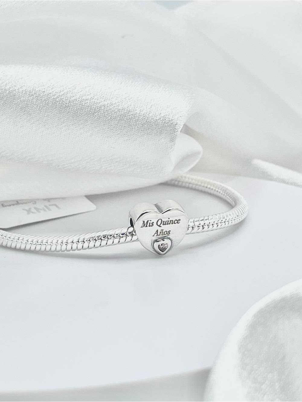 Linx Charm Bracelet & Personalized Mis Quince Años and Name Heart Charm